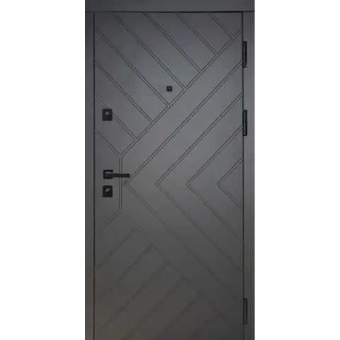 Двері вхідні HYGGE Apart 120 Diagonal 860 R, антрацит / білий супермат, ручка Comit чорна