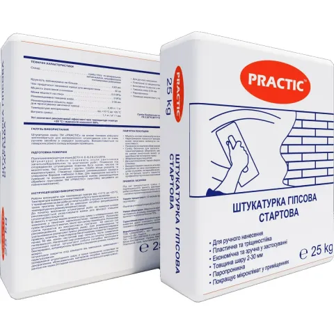 Штукатурка PRACTIC гіпсова стартова, 25 кг