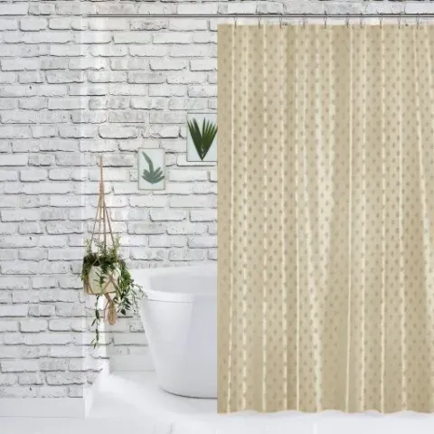 Шторка для душу жакардова, бежева, 180×180+12 кілець 1000009532