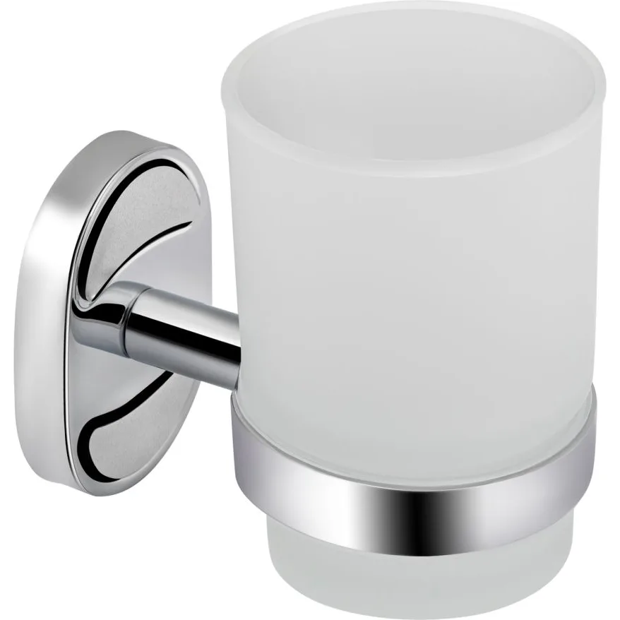 Склянка з тримачем Lidz Oreo 0401 Chrome/White настінна (матове скло) LDORE0401CRM22163