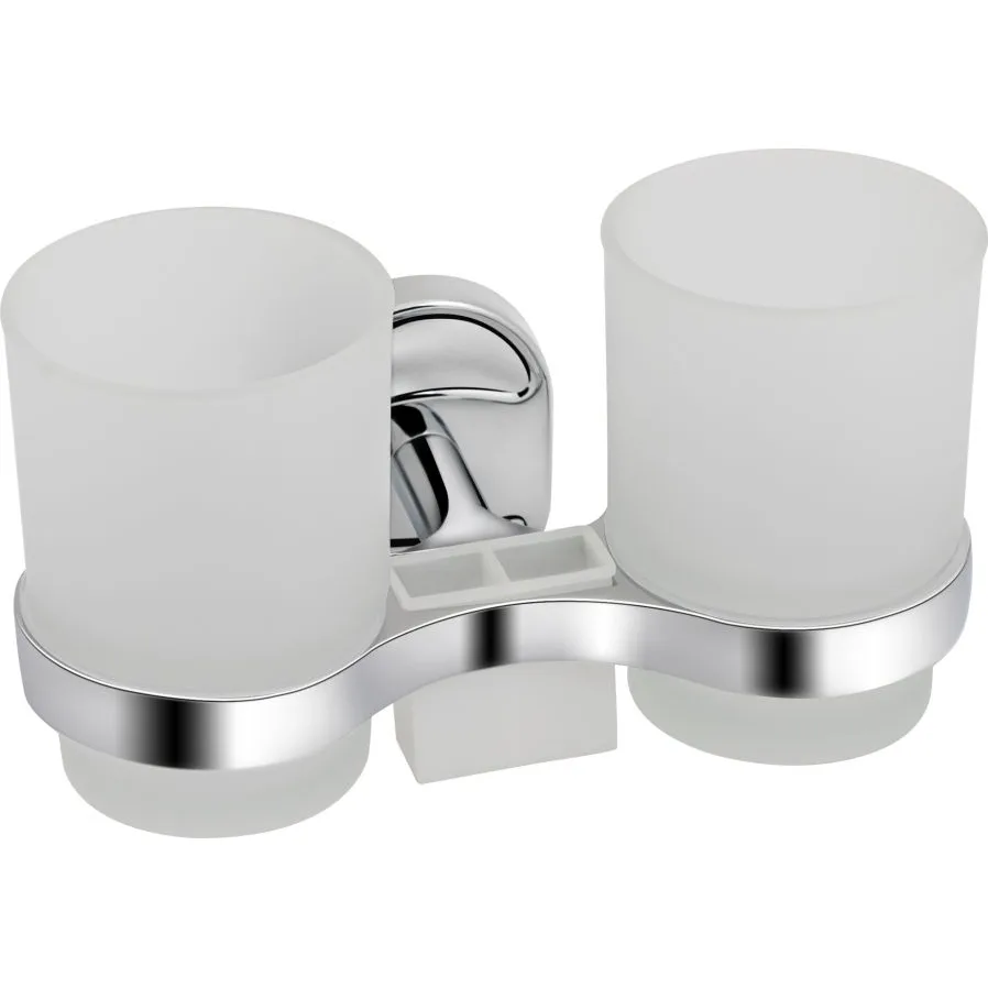 Склянка з тримачем подвійна Lidz Oreo 0402 Chrome/White настінна (матове скло) LDORE0402CRM22164