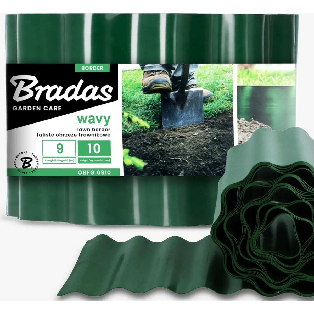 Бордюр садовий газонний хвилястий Bradas OBFG 0910 зелений, 10 см × 9 м