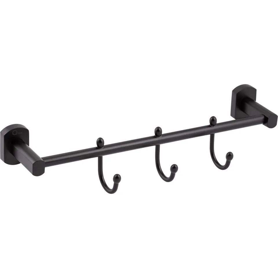 Тримач для рушника Qtap Liberty Black, 3 гачки, 365 мм QTLIBBLM1154-3