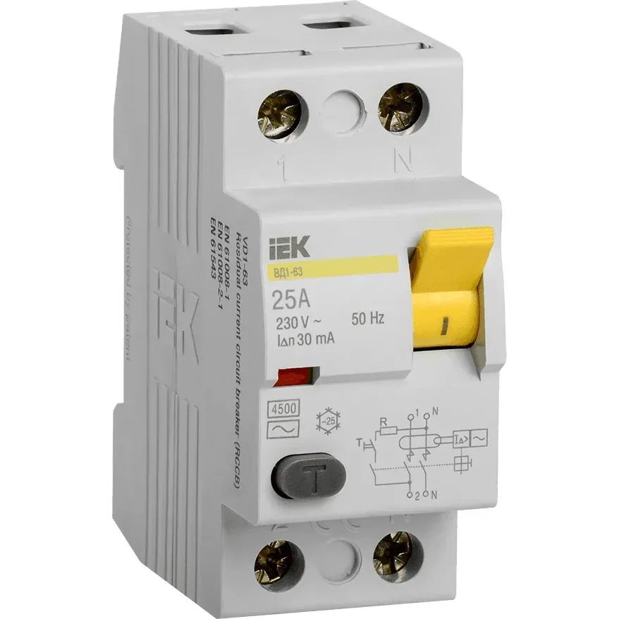 УЗО IEK 2-полюсний, 25 А, 30 мА MDV10-2-025-030
