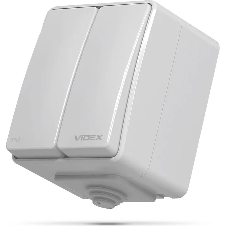 Вимикач 2-клавішний VIDEX Binera IP65 сірий VF-BNW12-G