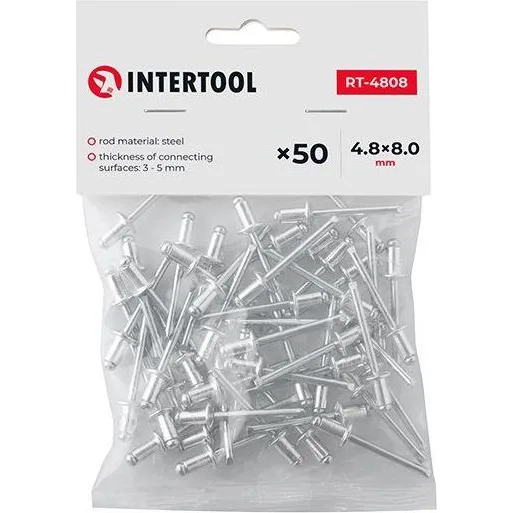 Заклепка алюмінієва 4,8×8 мм Intertool RT-4808
