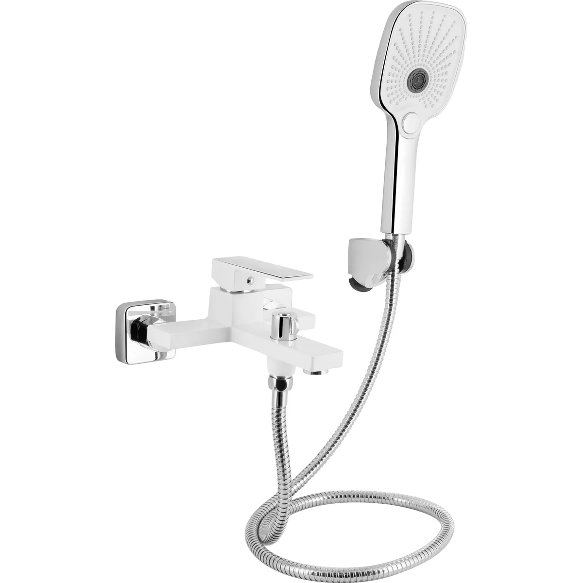 Змішувач для ванни Qtap Gemini Chrome/White (k35) з душовим гарнітуром QTGEM259CRW