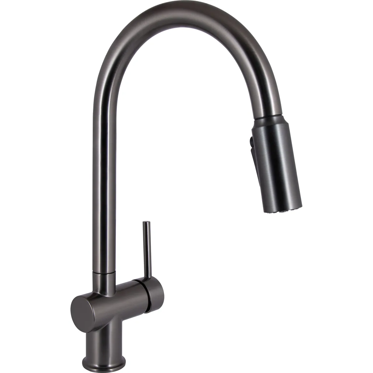 Змішувач для кухні Qtap Rozcesti Gunmetal Black PVD (k35) з висувним виливом і підключенням для питної води QTROZ366GMB